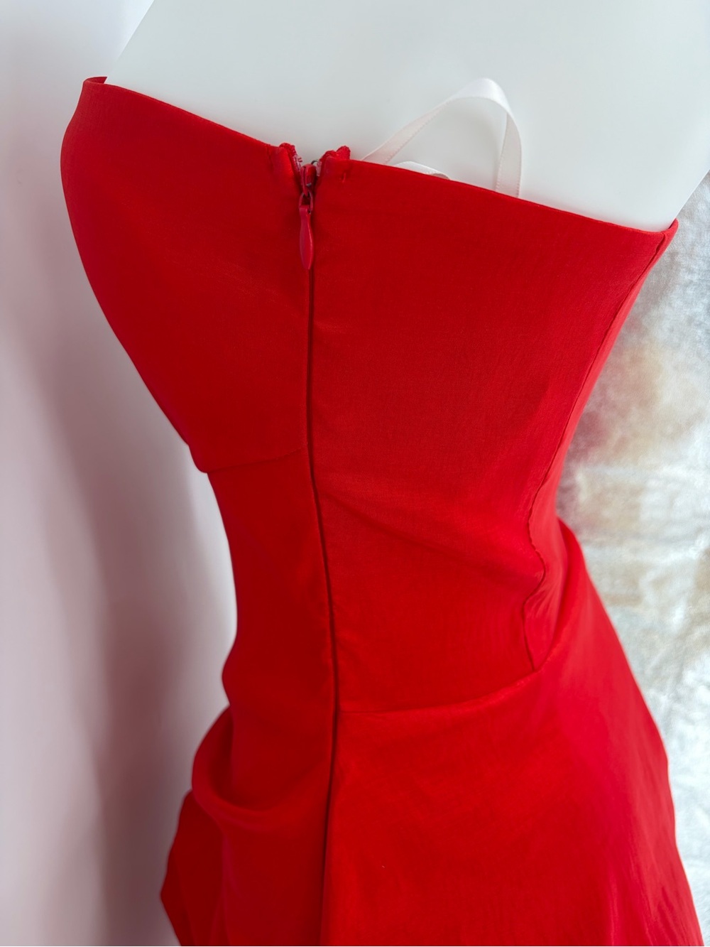 Strapless Red Ruffled Rosette Cocktail Dress - Picture 4 of 4